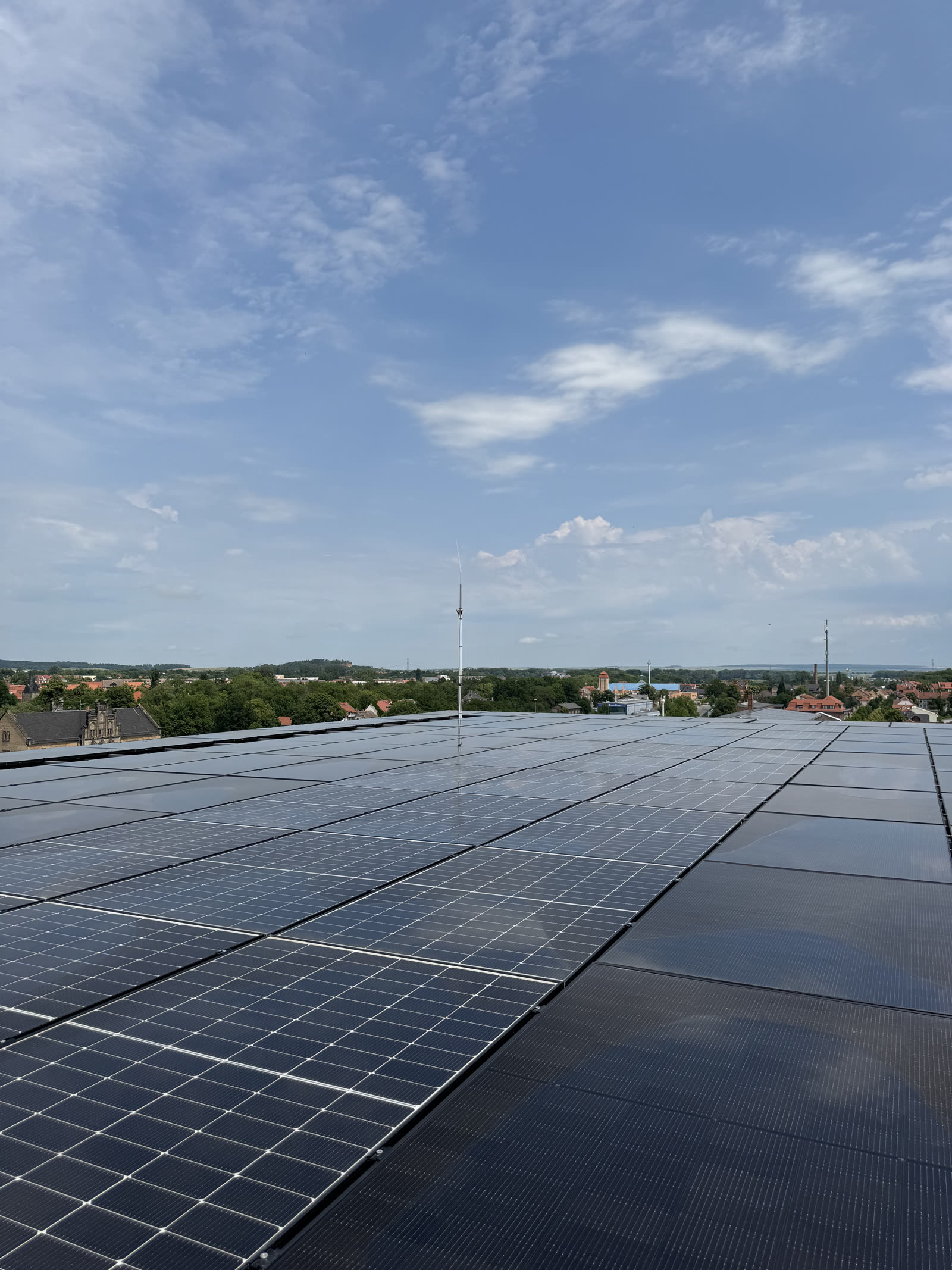 Rooftop PV array on the Quedlinburg building, over the town